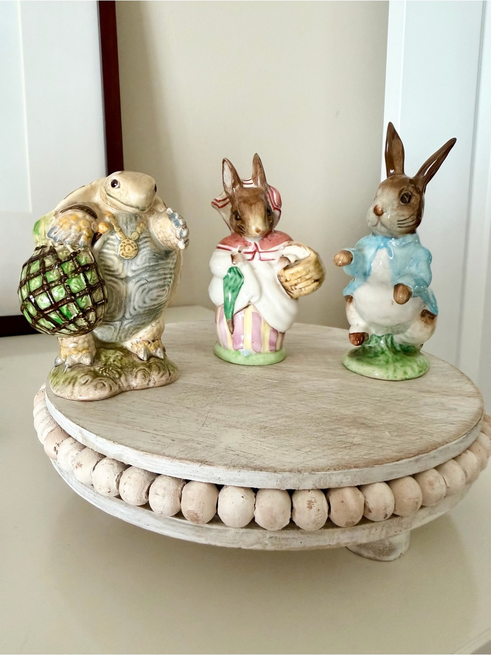Vintage Beswick Beatrix Potter Figurine Set (3) Peter Rabbit Mrs Rabbit Frog